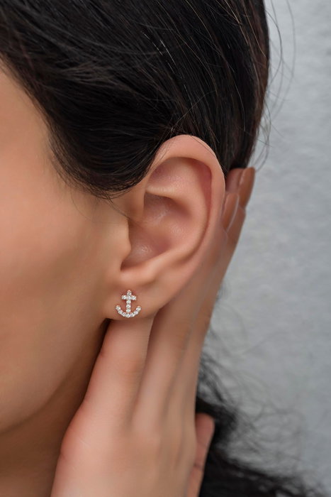 Heliophilia Silver Pendientes de Plata de Ley 925 Oro Rosa y Blanco Stud